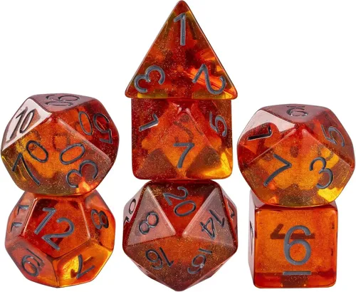 Miniatura 24 de Juego de dados de resina para DND, juego de 7 dados poliédricos negros D&D rellenos con papel de colores brillantes para juegos de rol