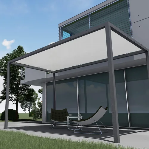 E&K Toldo rectangular impermeable de 12 x 12 pies, con ojales, bloqueo UV, para pérgola, patio trasero, jardín, terraza, al aire libre (gris claro)