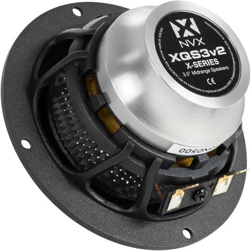 Miniatura 8 de NVX XQS3v2 - Altavoces para automóvil de rango medio de la serie XQ v2 de 3.5 pulgadas, pico de 200 W / par RMS de 100 W, conos de fibra de carbono