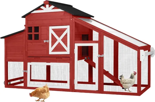 Miniatura 6 de GUTINNEEN Gallinero movible gallinero sobre rueda, gallinero portátil para 2-4 pollos de 65 pulgadas