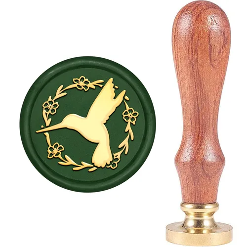 Miniatura 10 de MAYJOYDIY Sello de cera de cuervo clásico nudo Odin's Raven vintage sellos de cera de sellado 0.984 in cabeza de latón extraíble mango de madera
