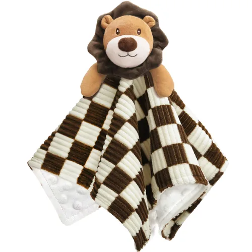 Miniatura 7 de Manta de Seguridad para Bebé León Tela Suave de Lunares Minky con Respaldo de Satén Sedoso Juguete de Abrazo Manta de Animal para Bebé y Niño