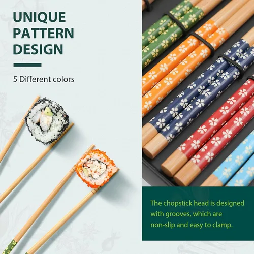 Miniatura 4 de Kit de fabricación de sushi Soeos, kit de fabricación de sushi para principiantes con 2 alfombrillas enrollables, 5 pares de palillos, 1 paleta, 1