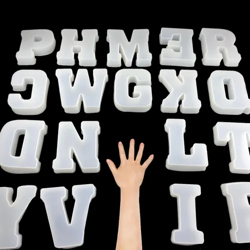Molde de silicona para letras del alfabeto inglés de 6 pulgadas, 26 unidades, molde de fundición de resina en mayúscula y letra grande