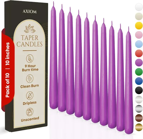 Miniatura 30 de Axiom Candles - Velas cónicas de 10 pulgadas sin goteo - Velas altas sin perfume y sin humo - 9 horas de combustión - Velas cónicas para el hogar