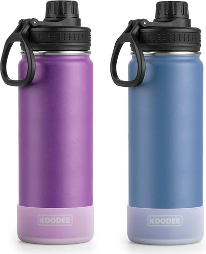 Miniatura 24 de Koodee Paquete de 2 botellas de agua, de 12 onzas, acero inoxidable, con aislamiento al vacío, con tapa de boquilla a prueba de fugas, color verde