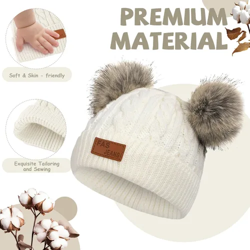 Miniatura 16 de Century Star Toddler Beanie Baby Girls Winter Hat - 6-36 Months Warm Knit Pom Pom Hats for Gils Boys