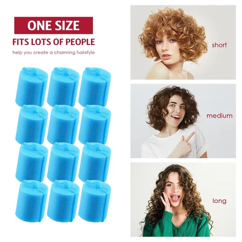 Miniatura 6 de Syhood 12 rodillos de esponja de espuma jumbo de 1.89 pulgadas, rizadores suaves para dormir, rodillos de espuma grandes flexibles y peine de cola