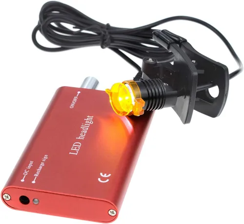 Miniatura 4 de Faro de 3W con filtro de clip de plástico, luz principal, faro para lupa binocular con bolsa (rojo)