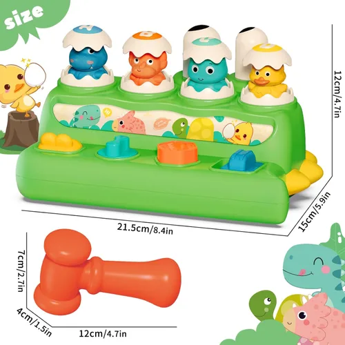 Miniatura 3 de Juguete interactivo de causa y efecto para niños pequeños de 1 a 2 a 3 años, juguetes Montessori Pop Up con botones y martillo, juguete sensorial