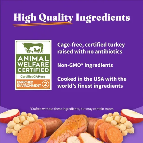 Miniatura 7 de Halo Holistic - Alimento para perros con fórmula de pavo y batata sin jaula, alimento seco sin granos, para un apoyo saludable del peso, croquetas