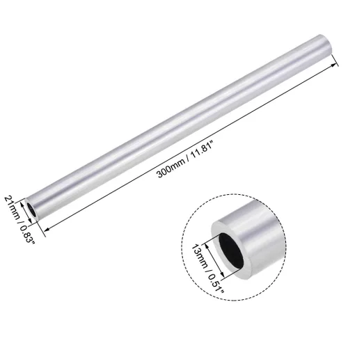 Miniatura 2 de uxcell Tubo redondo de aluminio 6063, 0.827 in OD 0.512 in Diámetro interior 11.811 in Longitud Tubo recto sin costura 2 PC