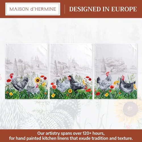 Miniatura 2 de Maison d' Hermine Juego de 3 paños de cocina 100% algodón de 27.50 x 20 pulgadas, reutilizables, paños de cocina absorbentes con lazo para colgar