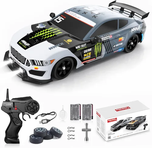 Miniatura 11 de Auto de control remoto Desdoni - Auto de control remoto RC Drift 1:16 Escala 4WD 18KM/H Vehículo modelo de alta velocidad 2.4GHz con luces LED