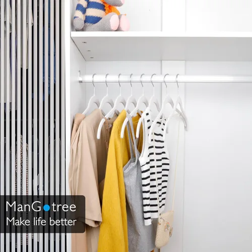 Miniatura 7 de ManGotree Paquete de 50 perchas de terciopelo para camisas para mujer, perchas de traje de 16.5 pulgadas con gancho giratorio de 360°, percha