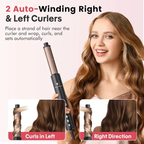 Miniatura 5 de 6 in 1 Hot Air Wrap Hair Styler, Blow Dryer Brush Set, Travel Hair Dryer Brush with Auto-Winding Curl L/R, Fast Drying, Smooth Blowouts, Root-Lift