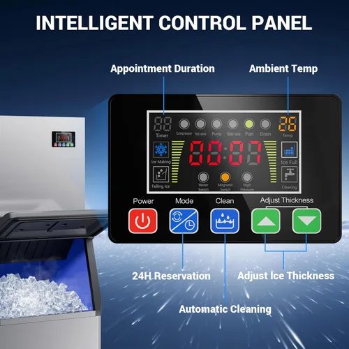 Miniatura 4 de Máquina de hielo comercial de 550 libras/24 horas, 132 cubitos de hielo listos en 5-15 minutos con contenedor de almacenamiento de 400 libras