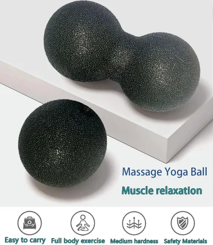 Miniatura 4 de Bola de masaje de maní duro, bola doble para terapia de punto de activación, liberación miofascial, masaje de tejido profundo y relajación