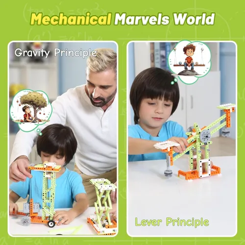 Miniatura 6 de Apitor Kits Robot E STEM - Incluye organizador de almacenamiento grande, juguetes de construcción eléctricos 14 en 1 con materiales de aprendizaje