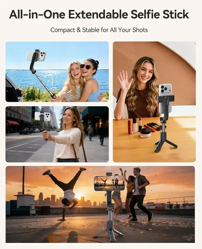 Miniatura 5 de ORICO Trípode portátil de aluminio para selfies, mini trípode de 26 pulgadas para iPhone, soporte extensible con control remoto inalámbrico