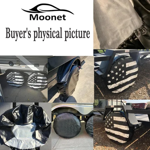 Miniatura 7 de Moonet Paquete de 2 fundas de cuero sintético grueso para llantas, protectores de ruedas resistentes para camiones, SUV, autocaravanas, cámper