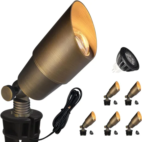 Miniatura 12 de COLOER Foco de paisaje de latón de bajo voltaje (negro) paquete de 1 con carcasa de aluminio de 5 W, foco LED MR16 2700K 450LM CRI85+, iluminación