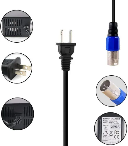 Miniatura 3 de Cargador 24V 3A, Adaptador de Batería, Mangosta, Jazzy, GT, eZip, Go-Go Elite Traveller, Shoprider, Jazzy Select 6 Ultra