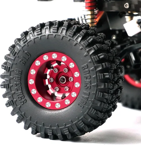 Miniatura 2 de OGRC - Ruedas 1.0, llantas profundas, compensación negativa de 0.276 in, ruedas para SCX24 C10 JLU Deadbolt Gladiator Bronco 1/24 Crawler Car (rojo)