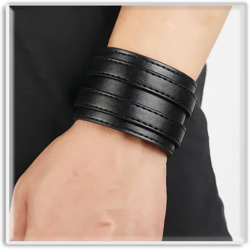 Miniatura 6 de Xusamss Pulsera de pulsera de joyería punk con hebilla de cinturón de cuero ancho brazalete brazalete brazalete