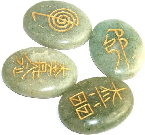 Jet Usui - Juego de curación de reiki, piedras preciosas de meditación para equilibrar chakras, espiritual, energizado positivo (aventurina verde)