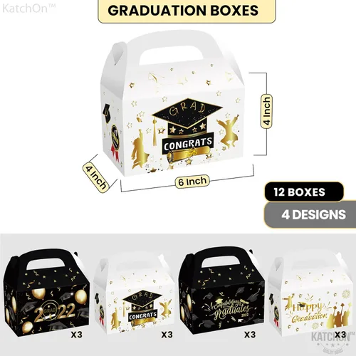 Miniatura 4 de Cajas de regalo de graduación 2022 – Paquete de 12 Caja de tarjetas de graduación 2022 Decoraciones de fiesta de graduación 2022 negro y dorado