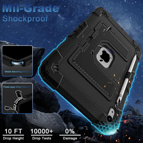 Miniatura 5 de WESOROL Funda para iPad A16 11ª Generación 11 Pulgadas (2025) iPad 10ª Generación 10.9 Pulgadas (2022), Fundas i Pad A16 Grado Militar Resistente a