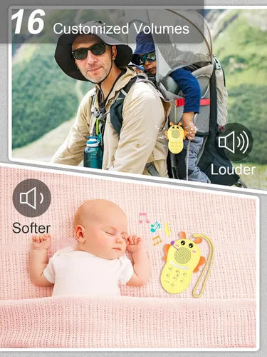 Miniatura 7 de Máquina de sonido portátil para bebé, máquina de sonido de ruido blanco para bebés y niños, máquina de canción de cuna recargable con luz, máquina