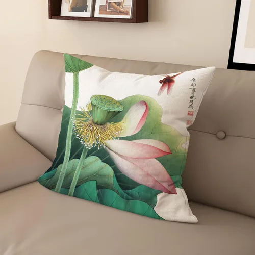Miniatura 11 de Funda de almohada con estampado digital de loto zen chino, diseño de doble cara para sofá, sala de estar, decoración de dormitorio