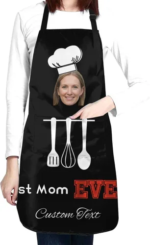 Miniatura 3 de Delantal personalizado para hombres y mujeres, delantal ajustable unisex con bolsillos, delantales personalizados para cocinero y chef