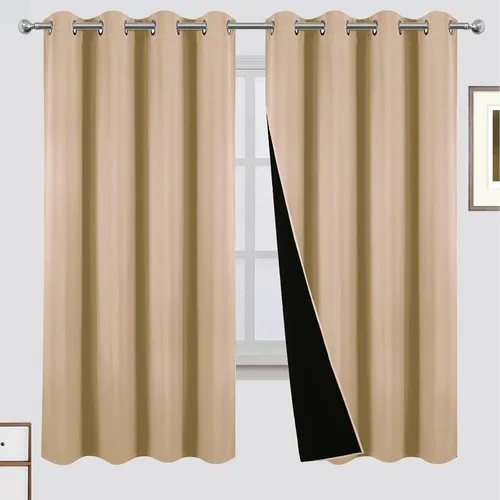 Miniatura 55 de LEMOMO Cortinas 100% opacas de 52 x 95 pulgadas, 2 paneles de oscurecimiento con aislamiento térmico para dormitorio Negro