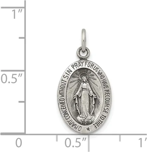 Miniatura 2 de Dije vintage de plata de ley 925 maciza con diseño de Virgen María y Virgen María para nosotros, medalla milagrosa de María, 0.787 in x 0.394 in