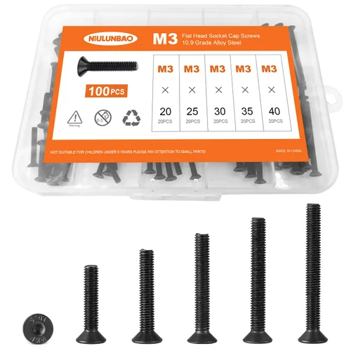 Miniatura 11 de Tornillos avellanados de cabeza plana M6 x 0.787 in, 0.984 in, 1.181 in, 1.378 in, 1.575 in, tornillos avellanados, acero de aleación de grado 10.9