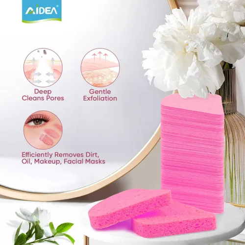 Miniatura 6 de AIDEA Esponjas faciales comprimidas color rosa, 96 unidades, esponjas faciales desechables, esponja cosmética de spa de celulosa 100% natural