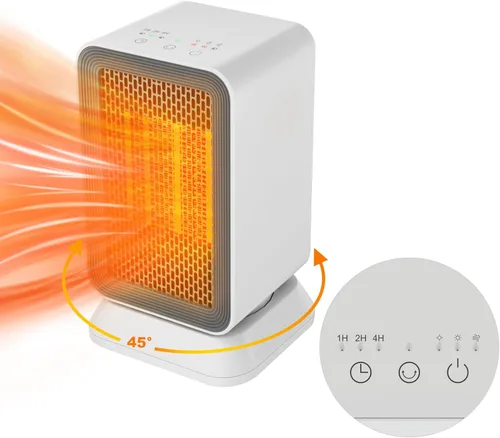 AIDENOEY Calentador de espacio con 3 modos, 1000 W de bajo consumo silencioso, mini calentadores portátiles, calentador rápido de cerámica PTC de