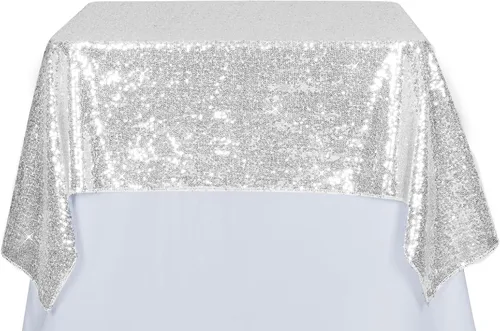 Miniatura 129 de PartyDelight Mantel de lentejuelas redondo de 50 pulgadas, color dorado claro, adorno de mesa para decoración de bodas, fiestas, cumpleaños