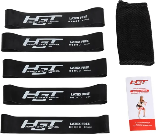 HGT - Juego de bandas de resistencia sin látex para mujeres y hombres, soporta estiramiento, yoga, PT, glúteos y entrenamiento de piernas, equipo de