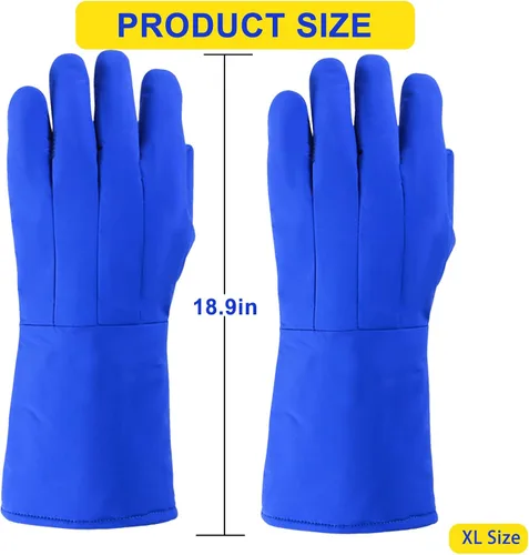 Miniatura 2 de Guantes criogénicos impermeables Guantes de piel de vaca de protección de baja temperatura para almacenamiento en frío de nitrógeno líquido de hielo