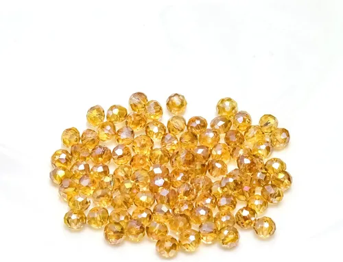 Miniatura 26 de 786 cuentas de cristal de 4 tamaños, cuentas de cristal Rondelle facetadas, cuentas de cristal Briolette, cuentas espaciadoras para pulseras, Ámbar