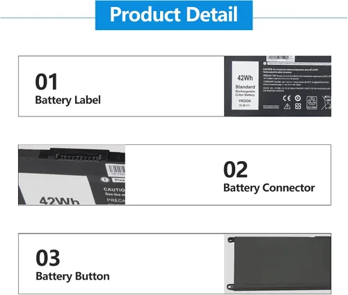 Miniatura 3 de Batería Amanda 42Wh YRDD6 1VX1H para Dell Inspiron 5482 5485 7586 3583 5491 5591 5481 3310 2 en 1 5593 5480 3493 3793 35822 5581 5584 5590 3584 5493