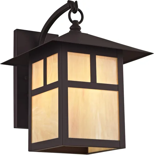 Miniatura 3 de Livex Lighting 2133-07 Montclair Mission - Farol de pared de latón macizo con acabado de bronce para exteriores con vidrio Tiffany iridiscente