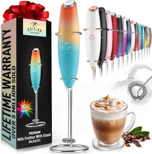 Miniatura 254 de Zulay Milk Boss Espumador de leche potente manual, hace espuma para latte, batidor para mezclar bebidas, café, miniespumador para capuchino, frappé