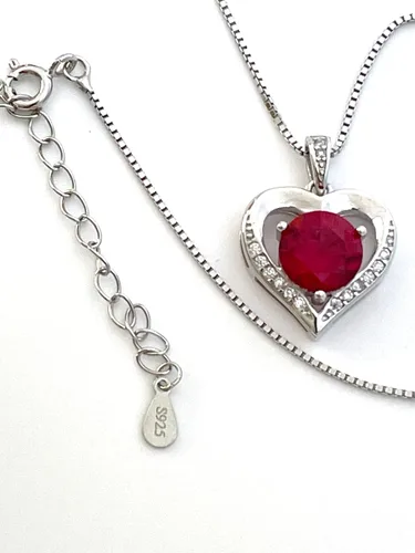Miniatura 6 de Hecho a mano de 2.8 quilates de diamantes y rubí natural collar con colgante de corazón para mujer, collar de corazón natural, regalo para ella
