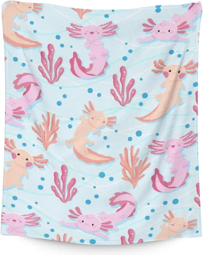 Miniatura 18 de Axolotl - Manta de regalo de 40 x 50 pulgadas para niñas, manta suave y mullida azul para cama, sofá y sala de estar Axolotl1-1