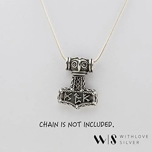 Miniatura 4 de Plata de ley withlovesilver Viking amulet Norse WarriorMartillo de Thor Mjolnir colgante
